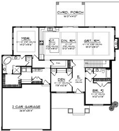 the first floor plan for this house shows the living room and dining area, as well as