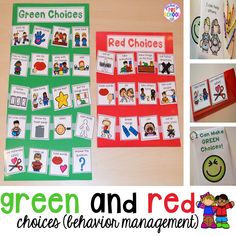 the green and red cards are on display for children to learn how to use them