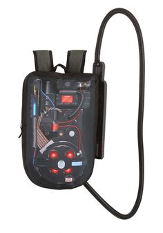 an electronic device is attached to the back of a bag with wires and cords hanging from it