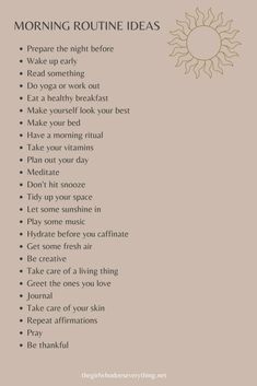 Mindful Morning Routine, Mindful Morning, Morning Routine Ideas, Morning Routine Checklist, Healthy Morning Routine