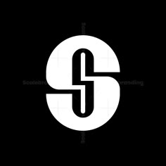 a black and white logo with the letter s in it's center, on a dark background