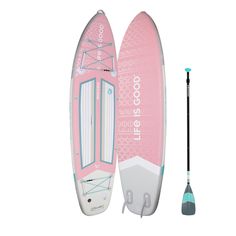 an inflatable kayak with paddles and oars is shown on a white background