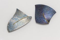 Jaqueline Mina - Titanium Brooches Enameling Jewelry, Abstract Leaves, Aluminum Jewelry, Titanium Jewelry, Titanium Earrings, Mixed Metal Jewelry, Enamels, Silver Brooch, Contemporary Jewellery