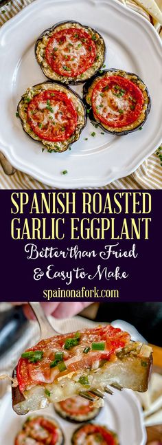 spanish roasted garlic eggplant is an easy and delicious appetizer that can be made in less than 10 minutes