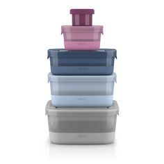 four containers stacked on top of each other