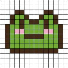 a cross stitch pattern with an image of a frog's head in green and brown