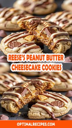 peanut butter cheesecake cookies stacked on top of each other