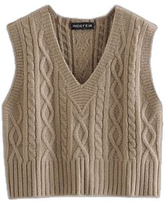 Trendy Knitted Winter Vest, Trendy Knitted Tank Top For Fall, Trendy Beige Knitted Sweater Vest, Gray Sweater Vest For Fall, Trendy Knitted Vest For Fall, Trendy Beige Knit Sweater Vest, Trendy Beige Knit Vest, Chunky Sweater Cardigan, Cable Knit Vest