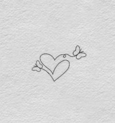 a drawing of a heart with two butterflies on it's side and the word love written