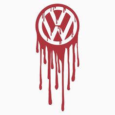 the vw logo is dripping in black and white