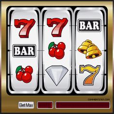 the slot machine with fives and sevens symbols on each side is shown in gold