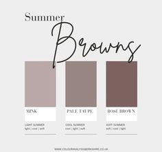 True Summer Browns, Soft Summer Browns, Soft Summer Outfits Inspiration Casual, Soft Summer Color Palette Outfits Capsule Wardrobe, Soft Summer Brunette, Summer Pallet