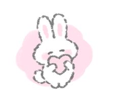 a drawing of a bunny holding a heart