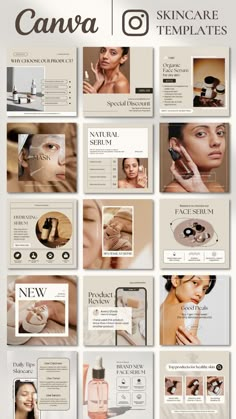 an advertisement for a skin care product is shown in this graphic style, with multiple images and