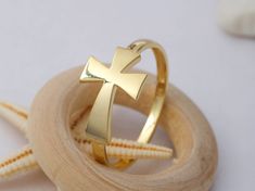 ★14K Solid Gold Cross Ring, 925 Sterling Silver Cross Ring, Cross Ring, Religious Ring, Graduation Gift, Confirmation Gift, Christmas Gift ★ ★ IMPORTANT SHIPPING & PRODUCTION DETAILS!! ★ RINGS: All rings are made to order at the selected size requested during checkout. I do not use a formula to determine ring sizing for wide bands (Unless noted within the listing) so if you select a size 6 and purchase 8-10 rings each ring will rest at the US ring size 6. All rings made at US ring sizes though y Gold Sterling Silver Cross Ring, Gold Cross Rings In Sterling Silver, Gold Cross Ring, Gold And Silver Rings, Confirmation Gifts, Fancy Diamonds, Cross Ring, Sterling Silver Cross, Gold Cross