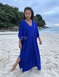 MALA handworks  Camila Kaftan in Royal Blue Party Lounge, Plus Size Kaftan, Beach Caftan, Resort Vacation, Vacation Cruise, Royal Blue Dresses, Kaftan Dress, Harper's Bazaar, Beach Resort