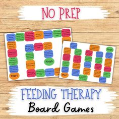 *DIGITAL DOWNLOAD ONLY - NO PHYSICAL PRODUCT WILL BE SHIPPED TO YOU* Mix up your feeding therapy sessions with these no-prep feeding therapy themed board games! Created by a licensed pediatric occupational therapist, these board games are designed to open conversation about food and rigid thinking. Contents: - 2 printable board games - Game board directions - Optional spinner - Optional game character pieces Board Game #1 This game is intended as an introductory board game to be used at the start of feeding therapy. Through this game, you can open conversation about what your client's food preferences are, where they eat, if they prefer to eat alone or with others, and more! Board Game #2 This game is intended to be used for kids who have been in feeding therapy and are learning how to be Therapy Board Games, Feeding Therapy Activities, Therapy Activity, Feeding Therapy, Printable Board Games, Occupational Therapy Activities, Pediatric Occupational Therapy, Therapy Games, Therapy Resources