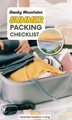 Summer Packing List For The Smoky Mountains Daypack Essentials, Summer Packing List, Summer Packing Lists, Light Rain Jacket, Mountain Summer, Mountain Vacation, Summer Packing, Breathable Clothes