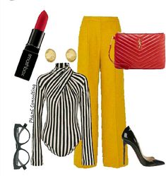 Jeans And Jacket Outfit Classy, Yellow Pants Outfit Work Attire, Chic Church Outfits, Mustard Pants Outfit, Heels Outfit Ideas, Outfit Ideas Classy, Mustard Yellow Outfit, Cute Professional Outfits, Professional Outfits Women