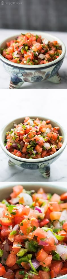 three images show different stages of making a salad with tomatoes, onions and celery