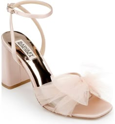 Badgley Mischka Collection Tess Ankle Strap Sandal | Nordstrom Neutral Heels Wedding, Blush Bridal Shoes, Badgley Mischka Bridal Shoes, Quince Shoes, Hoco Shoes, Pink Bridal Shoes, Weddings Shoes, Blush Wedding Shoes, Diy Heels