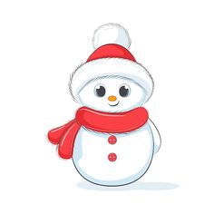 a snowman wearing a red hat and scarf