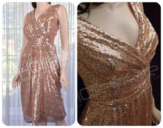 Sequin cocktail dress, rose gold bridesmaid dress, short cocktail dress, sequin bridesmaid dress Feature a low v neckline, rushing at the waist to give definition to your waist and a slim A-line skirt. All dresses are made with our premium sequin fabric  and fully lined in a breathable lining. Like our other formal gown, these dresses made with boning, interfacing and inserts. 100% handmade in GTA, Ontario, Canada.  - This dress can be made in ANY color of your choice  - We can also customize Yo Summer Wedding Sequin Dress With Sweetheart Neckline, Gold Bridesmaid Dresses For Prom Season, Elegant Summer Sequin Dress With Sweetheart Neckline, Gold Bridesmaid Evening Dress For Prom Season, Glamorous V-neck Bridesmaid Evening Dress, Knee-length Sequin Dress For Wedding Party Season, Knee-length Sequin Dress For Wedding Party, Knee-length Sequin Dress For Wedding, Gold Sequin Dress For Wedding And Prom Season