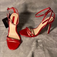 Red Heels Red Heels Aesthetic, Sparkly Heels Prom, Aesthetic Sandals, Gold Prom Shoes, Gold Heels Prom, Black Heels Prom, Fluffy Heels, Red Strappy Heels, Heels Short