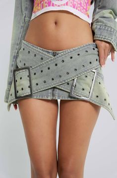 Denim Assassin Micro Mini Skirt | Jaded London Mini Denim Skirts, Fashion Street Wear, Y2k Belt, Denim Skirt Fashion, 2024 Design, Micro Mini Skirt, Jaded London, Belt Design, Denim Short