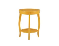 a small yellow table with a shelf underneath it