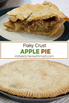 Big slice of flaky crust apple pie above a full apple pie. Easy Apple Pie Recipe, Healthy Apple Desserts, Apple Pie From Scratch, Pie From Scratch, Apple Pie Recipe Easy, Apple Pie Recipe, Easy Pie Recipes, Baked Apple Pie