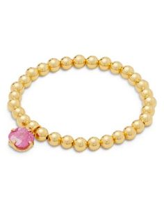 kate spade new york Pop Of Joy Pink Cubic Zirconia Charm Beaded Stretch Bracelet Kate Spade Pink Bracelet Gift, Kate Spade Gold Bracelets, Pink Adjustable Stretch Bracelet, Fun Style, Playful Pink Charm Bracelets, Adjustable Pink Kate Spade Jewelry, Pink Stuff, Pink Jewelry, Pink Bracelet, Beaded Stretch Bracelet