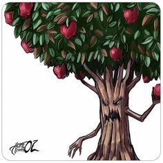 an apple tree with lots of red apples growing out of it's leaves and branches