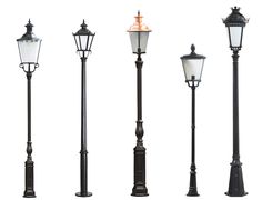 an assortment of street lights on a white background