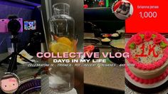 a collage of photos showing different types of cakes and pastries, with the words collective vlog days in my life