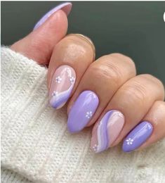 Lilac Nails, Summery Nails, Almond Nails Designs, Cute Gel Nails