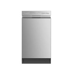 an empty dishwasher on a white background