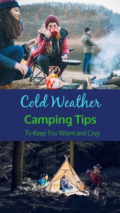 the cover of cold weather camping tips to keep you warm and cozy