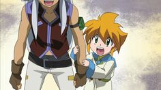 two anime characters standing next to each other with one holding the hand of another character