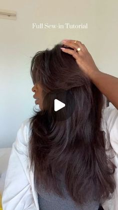 Natural Looking Weave Black Women, Ivy Flip Over Method Sew Ins, Short Pressed Natural Hair Styles, Full Weave With Bangs, Fall Sew In Hairstyles, Full Head Weave With Bangs, Straight Flip Over Sew In, Flip Method Sew In Weave, Flip Over Weave Sew Ins