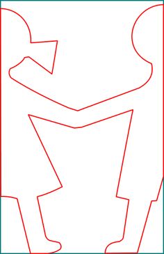 a drawing of a person standing in front of a red and blue square with an arrow on it