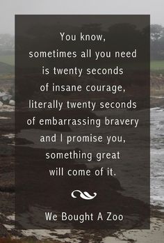 a quote that reads you know, sometimes all you need is twenty seconds of intense courage