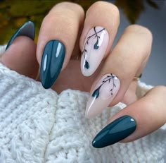 Dark Color Nails, Teal Nails, Cute Simple Nails, Types Of Nails, Nail Arts, Nails Ideas