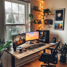 Front Office Images Collection: Work From Home 2 Monitors Setup, Couples Home Office, Dark And Moody Office, Website Pictures, Small Game Rooms, Game Setup, Office Images