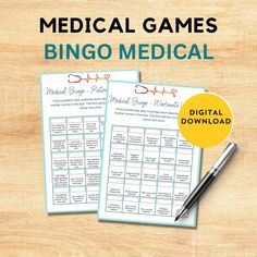 two medical games with the text,'medical games bingo medical'on them