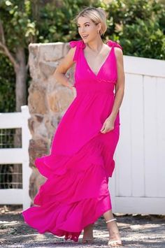 Flirty V-neck Ruched Maxi Dress, Flirty Ruched V-neck Maxi Dress, V-neck Ruffle Hem Sundress, Summer V-neck Dress With Ruffled Skirt, Summer V-neck Ruffle Dress For Garden Party, Flirty Ruffled Maxi Dress For Summer, Flirty V-neck Ruffle Dress For Summer, Flirty V-neck Dress With Smocked Back, Flirty Tiered Maxi Dress For Summer