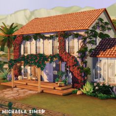 Sims No Cc, Traditional Mediterranean House, Sims 4 Exterior, Sims 4 House Ideas, Sims 4 House, Sims 4 Speed Build, Suburban House