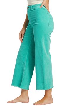 These supersoft corduroy pants are updated with a high waist, wide legs and a welcome touch of stretch. 28 1/2" inseam; 22" leg opening; 12" front rise; 15" back rise (size 29) 98% cotton, 2% elastane Machine wash, tumble dry Imported Colored Wide Leg Jeans, Bright Colored Clothes, Modest Pants Outfits, Colorful Style Inspiration, Hair Stylist Outfit, Colored Jeans Outfits, Gazelle Outfit, Preppy Jeans, Billabong Jeans