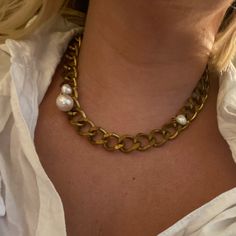 Handmade Necklace Gold Pearl Necklace With Chain, Costume Jewelry, 14k Yellow Gold-filled Pearl Necklace With Adjustable Chain, Pearl Jewelry, Handmade Necklaces, Womens Jewelry Necklace, Chain Necklace, Jewelry Necklaces, Women Jewelry, Chain