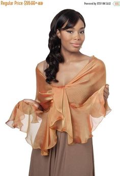 Bold and Bright colors for this season. With this Silk Fluttering Wrap in sophisticated orange that, much like Amber, a warm, honeyed yellow, you can imagine a faraway lands and locales. To buy a set of scarf and flower clip click on this link: Gold Shawl For Fall, Elegant Brown Scarf For Spring, Wedding Shawls, Evening Wraps, Silk Chiffon Scarves, Wedding Shawl, Chiffon Scarf, Blue Scarf, Dark Blue Color